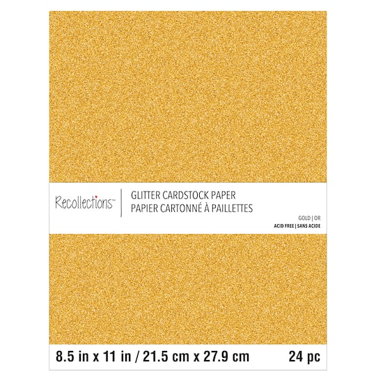 Gold Glitter 8.5&#x22; x 11&#x22; Cardstock Paper by Recollections&#x2122;, 24 Sheets